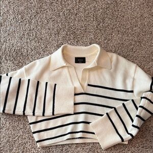 Vici Cream and Black Striped Sweater